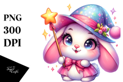 Smiling Bunny with Magic Wand PNG Product Image 1