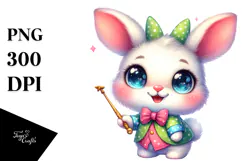 Adorable Baby Bunny with Magic Wand, Transparent PNG Product Image 1