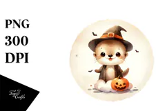 Retro Baby Otter on Cloud PNG Product Image 1