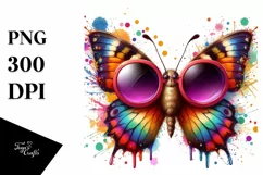 Colorful Butterfly Sunglasses Sticker | Clipart Product Image 1