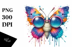 Quirky Colorful Butterfly with Sunglasses Clipart Product Image 3