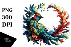 Vibrant Bird with Flowers PNG Product Image 3