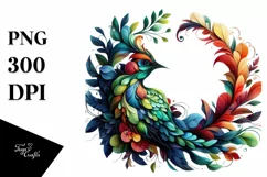 Vibrant Bird with Flowers PNG Product Image 3