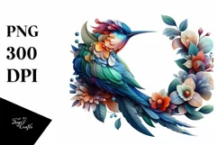 Vibrant Bird with Flowers PNG Product Image 1