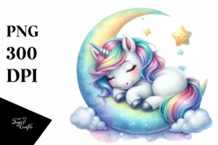 Colorful Unicorn on Moon PNG Product Image 3