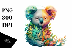 Koala with Plant Leaves PNG Product Image 3