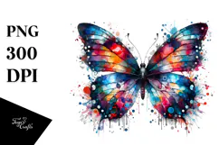 Colorful Half Butterfly Painting, PNG Product Image 1