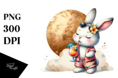 Cute Rabbit in Beachwear PNG Product Image 1