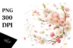 Tumbling Watercolor Flowers in Spring Wind | Clipart Product Image 3