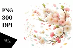 Tumbling Watercolor Flowers in Spring Wind | Clipart Product Image 3