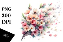 Tumbling Watercolor Flowers in Spring Wind | Clipart Product Image 3