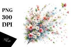 Tumbling Watercolor Flowers in Spring Wind | Clipart Product Image 3