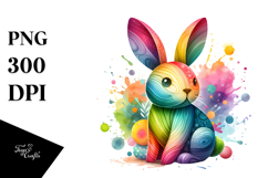 colorful Bunny Made of Wood, PNG Product Image 1