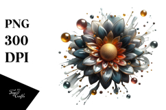 Abstract Glossy Sunflower Watercolor Splash PNG Product Image 1