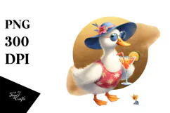 Penguin in Beachwear Watercolor PNG Product Image 1