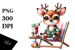Cute Deer Big Eyes Dressed Beach |Sublimation |Clipart Product Image 1