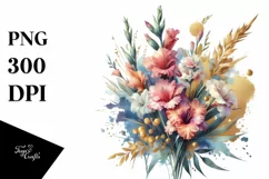Vibrant Bouquet Gold Foil Gladiolus | Clipart Product Image 3