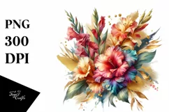 Vibrant Bouquet Gold Foil Gladiolus | Clipart Product Image 3