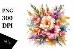 Vibrant Bouquet Gold Foil Gladiolus | Clipart Product Image 3