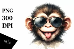 Funny Cute Monkey Sunglasses Tongue | Clipart Product Image 1