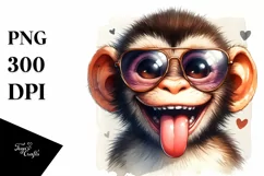 Funny Cute Monkey Sunglasses Tongue | Clipart Product Image 3