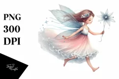 Washed Watercolor Whimsical Fairy Running, Transparent PNG Product Image 1