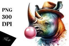 Colorful Rhino with Chewing Gum | Clipart Product Image 3