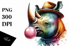 Colorful Rhino with Chewing Gum | Clipart Product Image 3