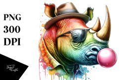Colorful Rhino with Chewing Gum | Clipart Product Image 1