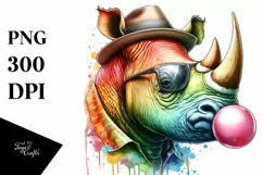 Colorful Rhino with Chewing Gum | Clipart Product Image 1
