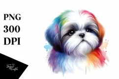 Cute Colorful Shih Tzu | Sublimation | Clipart Product Image 1