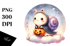 Washed Watercolor Baby Snail for Halloween PNG Product Image 1