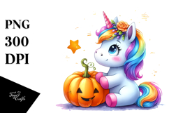 Cute Baby Unicorn Pumpin Drawing |Sublimation |Clipart Product Image 1