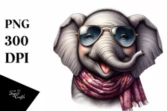 Detailed Elephant Portrait Silk Scarf Sunglasses | Clipart Product Image 1