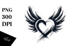 Simple Paintbrush Style Heart with Wings Product Image 1
