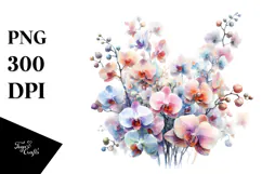 Colorful Glossy Small Orchid PNG Product Image 1
