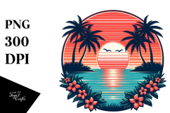 Retro Tropical Island Sunset, 20 oz Tumbler Product Image 1