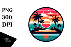 Retro Tropical Island Sunset, 20 oz Tumbler Product Image 1