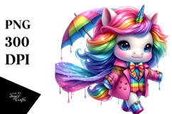Cute Baby Unicorn with Floral Wreath PNG Product Image 1