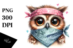 Funny Owl Portrait Bandana Clipart Product Image 1