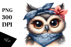 Funny Owl Portrait Bandana Clipart Product Image 1