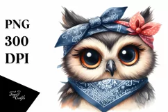 Funny Owl Portrait Bandana Clipart Product Image 3