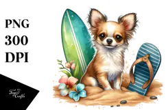 Chihuahua Sitting Sand Surf Slippers |Sublimation |Clipart Product Image 1
