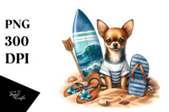 Chihuahua Sitting Sand Surf Slippers |Sublimation |Clipart Product Image 1