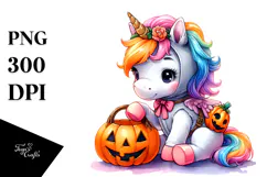 Cute Baby Unicorn Dressed for Halloween PNG Product Image 1