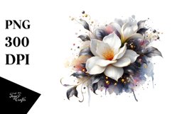 Golden Gardenia Watercolor Splash | Sublimation Clipart Product Image 3