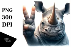 Detailed Rhino Portrait Smiling Victory | Clipart Product Image 3