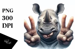 Detailed Rhino Portrait Smiling Victory | Clipart Product Image 1