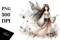 Washed Watercolor Boho Fairy PNG Product Image 1
