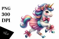 cute Unicorn Running with Floral Wreath PNG Product Image 3